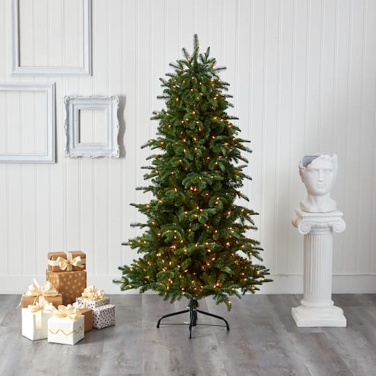 6ft. Pre-Lit South Carolina Fir Artificial Christmas Tree, Clear LED Lights